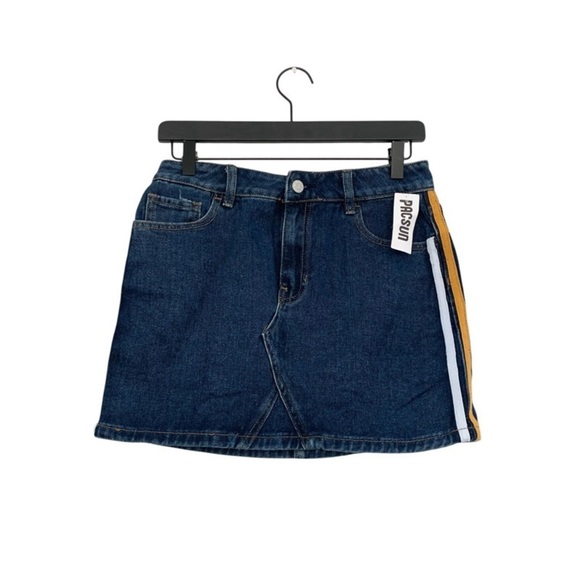 PacSun Pants - NEW PACSUN Denim Mustard-Stripe Mini Skirt